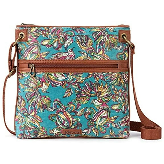 Sakroots Artist Circle Flat Crossbody, Teal Treehouse