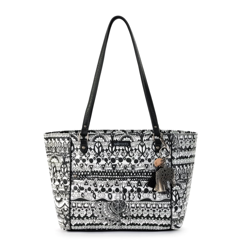 Sakroots Black Graphic Canvas Backpack Tote The Sak Sakroots Campus Tote Bag Peace Print Canvas Purse  main image 2