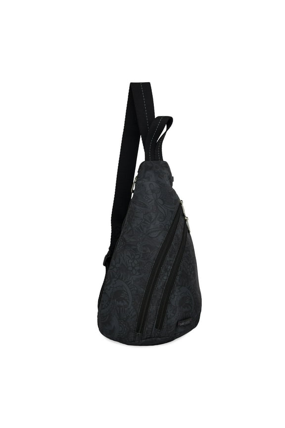 Sling Backpack - Women's Shoulder or Crossbody Bag With Multiple Zipper Pockets - "Black Spirit Desert"