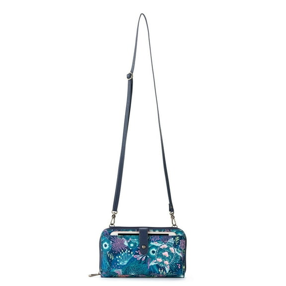 Sakroots Smartphone Crossbody Bag - Women's Clutch Purse for Cell Phone - Small Wristlet & Wallet with Detachable Straps - "Royal Blue Seascape"