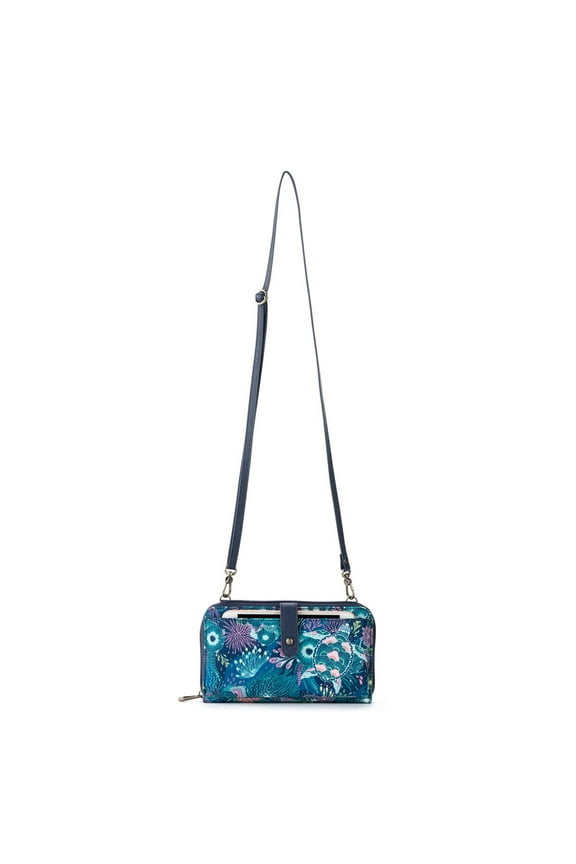 Smartphone Crossbody Bag - Women's Clutch Purse for Cell Phone - Small Wristlet & Wallet with Detachable Straps - "Royal Blue Seascape"