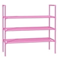 thumbnail image 1 of Sakugi 3-Tier Shoe Rack, Sturdy Shoe Organizer, Shoe Shelf Holds up to 16 Pairs of Shoes, Assembled Length, 28 in, Pink, 1 of 5