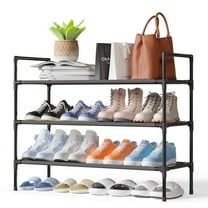 Sakugi 3-Tier Shoe Rack, Sturdy Shoe Organizer, Shoe Shelf Holds up to 16 Pairs of Shoes, Assembled Length, 28 in