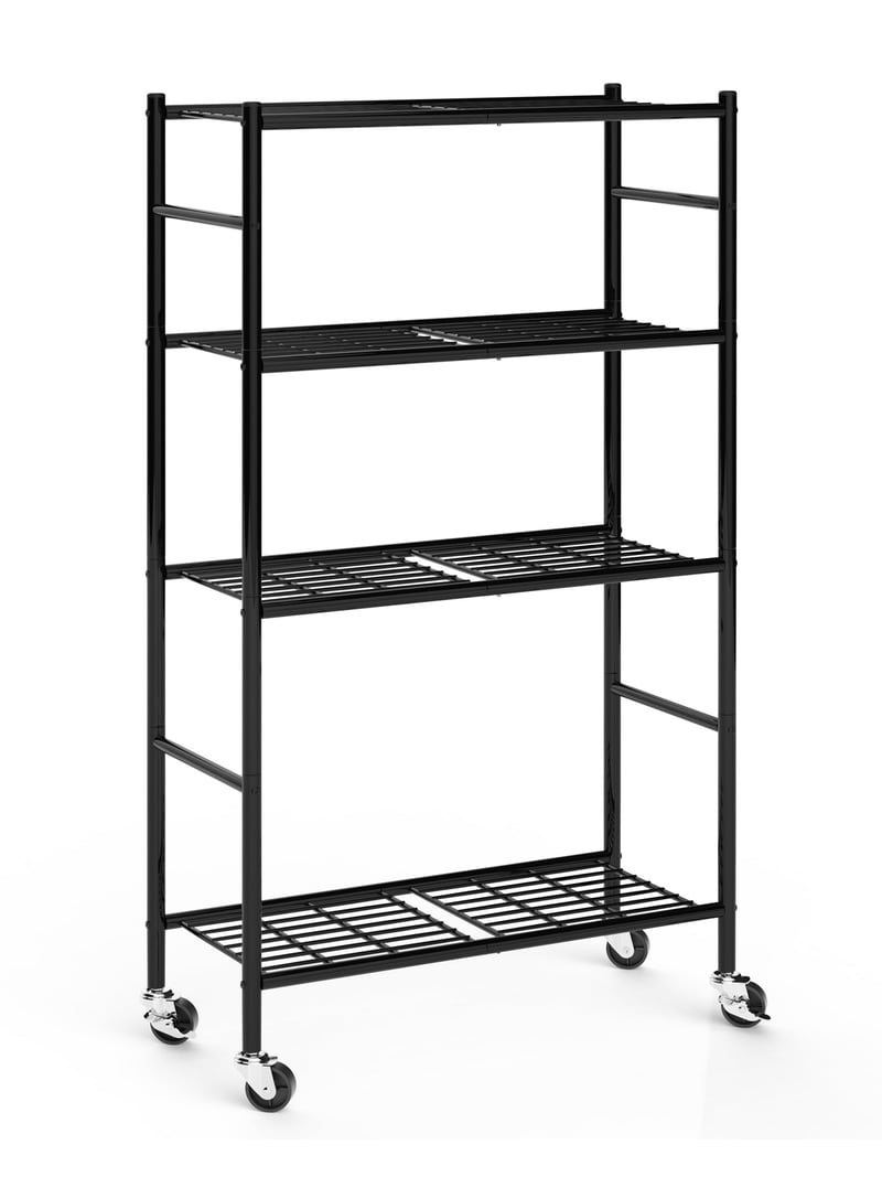 S-VIEW　ラック　4段　BK/WAL/WH Sakugi 4-Tier Heavy Duty Storage Shelves, with Leveling Feet and