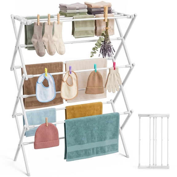 Large Foldable Clothes Drying Rack, Adjustable Length 24.49