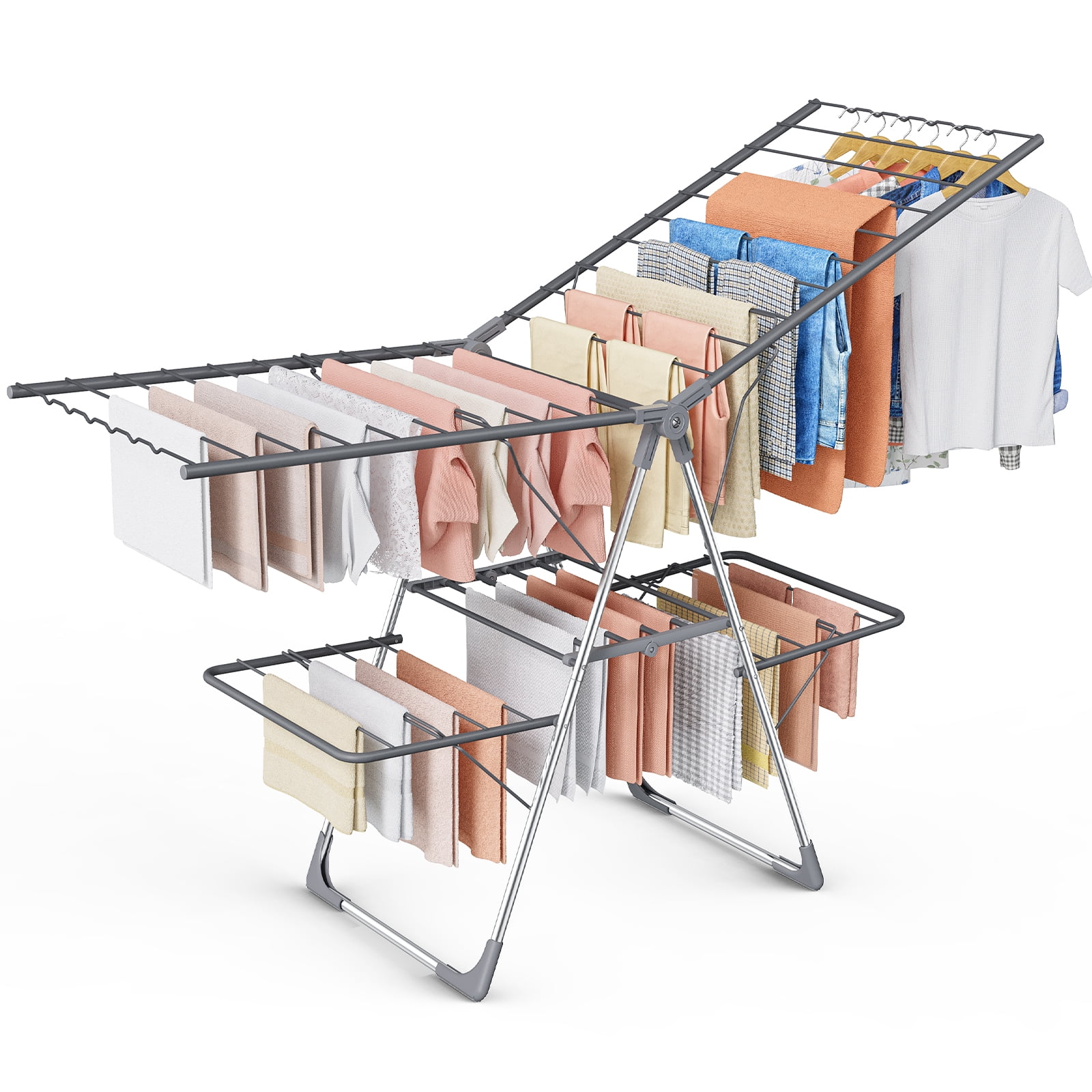 Sakugi Clothes Drying Rack, 2-Tier Foldable Laundry Drying Rack for ...