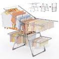 thumbnail image 1 of Sakugi Clothes Drying Rack, 2-Tier Foldable Laundry Drying Rack for Clothing with 32 Rods, Rustproof, Freestanding, for Indoor & Outdoor, 55" x 22.8" x 36.5", Gray, 1 of 11