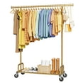 thumbnail image 1 of Sakugi Clothes Rack with Lockable Wheels, Large-Capacity Metal Clothing Rack for Hanging Clothes, Space-Saving Garment Organizer for Bedroom, Laundry Room, 45.6" x 16.9" x 61.7", Gold, 1 of 9