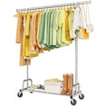 thumbnail image 1 of Sakugi Clothes Rack with Lockable Wheels, Large-Capacity Metal Clothing Rack for Hanging Clothes, Space-Saving Garment Organizer for Bedroom, Laundry Room, 45.6" x 16.9" x 61.7", Silver, 1 of 10