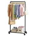 thumbnail image 1 of Sakugi Clothes Rack, Rolling Clothing Rack with Wheels and Storage Shelf, Garment Rack for Hanging Clothes and Storing Shoes, Black, 1 of 7