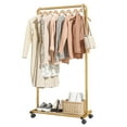 thumbnail image 1 of Sakugi Clothes Rack with Wheels, Clothing Racks for Hanging Clothes and Shoes, Gold, 1 of 4