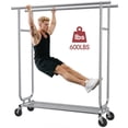 thumbnail image 1 of Sakugi Heavy-Duty Clothes Rack - 42.5"×16.5"×65.9" Garment Rack with 4-inch Lockable Wheels, Double-Rod Stainless Steel Clothing Racks for Hanging Clothes in Bedroom, Laundry Room,Silver, 1 of 11