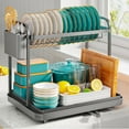 thumbnail image 1 of Sakugi Dish Drying Rack, 2-Tier Stainless Steel Dish Racks, Dish Drainer for Kitchen Counter, Gray, 1 of 7