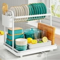 thumbnail image 1 of Sakugi Dish Drying Rack, 2-Tier Stainless Steel Dish Racks, Dish Drainer for Kitchen Counter, White, 1 of 7