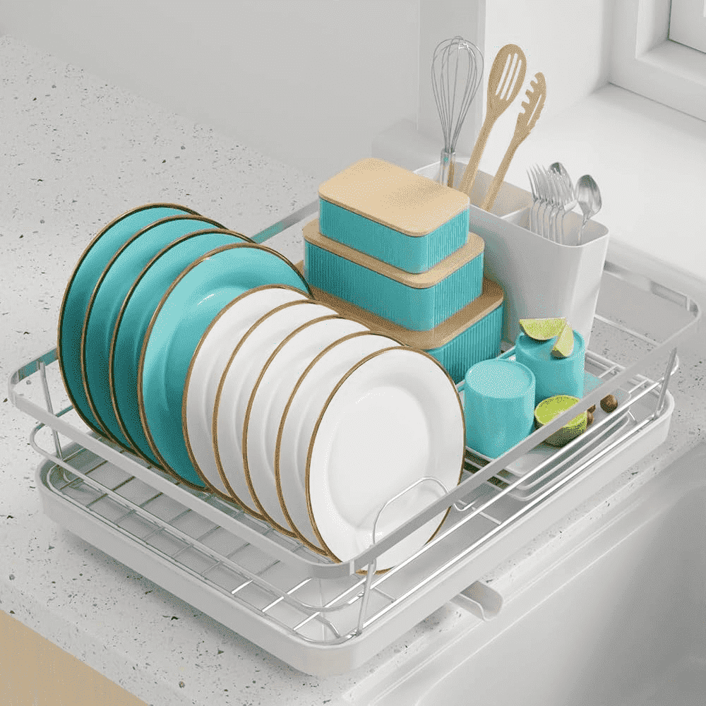 Custom Landscaping Rack Sakugi Dish Drying Rack, Compact Dish Racks for Kitchen Counter, Silver ...