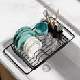 thumbnail image 1 of Sakugi Extendable Dish Drying Rack with Drainboard, Over Sink or Counter, Black, 1 of 1