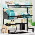 thumbnail image 1 of Sakugi Over The Sink Dish Drying Rack,31"-39"L x 12"W x 30.5"H Expandable Dish Drainer, Stainless Steel Dish Rack, Black, XX-Large, 1 of 6