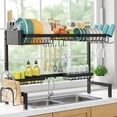 thumbnail image 1 of Sakugi Over The Sink Dish Drying Rack, 31"-39"L x 12"W x 25"H Expandable Dish Drainer, Stainless Steel Dish Rack, Black, X-Large, 1 of 6