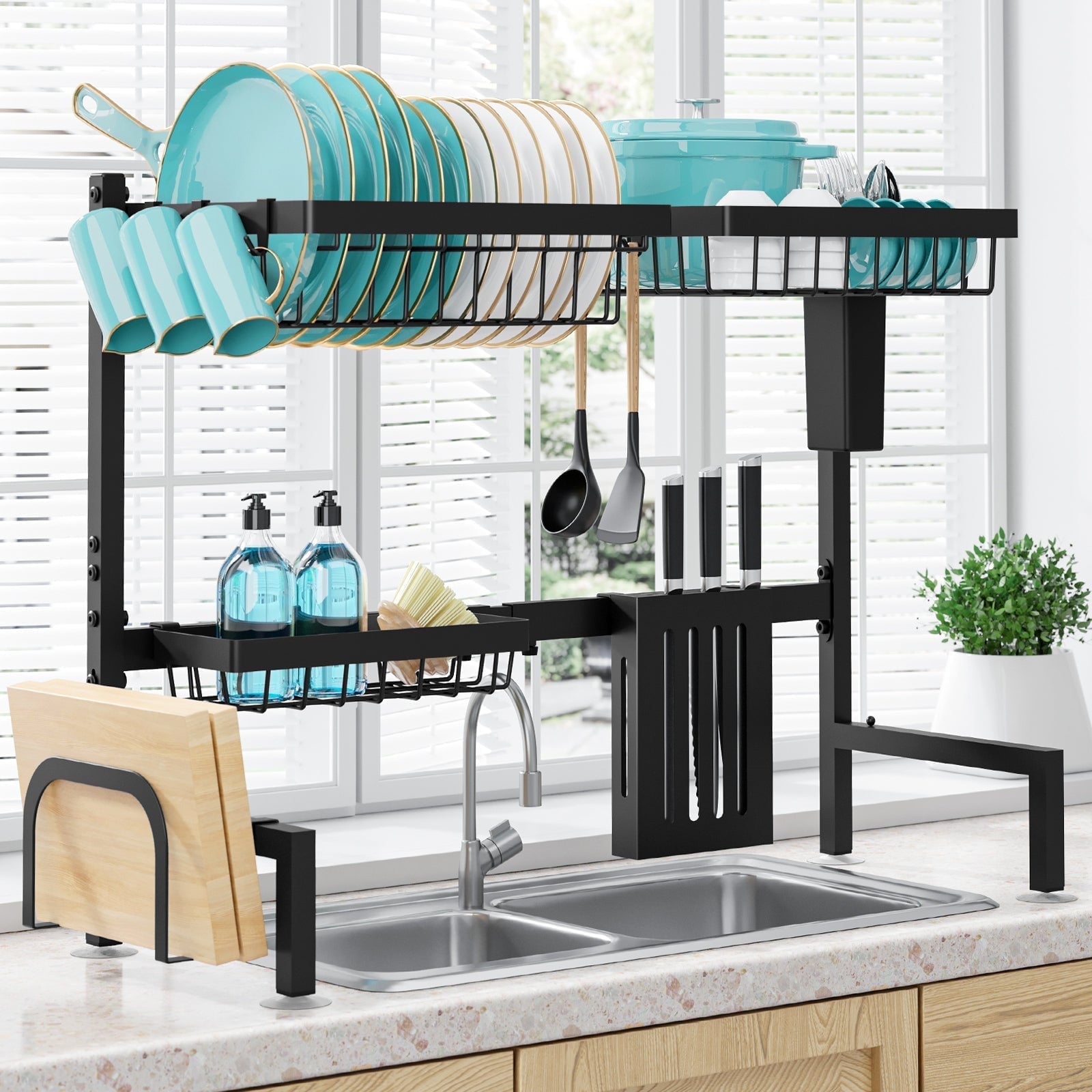 Sakugi Over The Sink Dish Drying Rack, 30"-33.9"W Expandable Dish Drainer, Stainless Steel Dish Rack