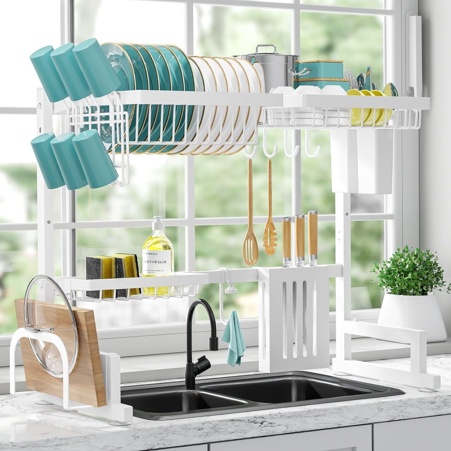Sakugi Over The Sink Dish Drying Rack Large Drying Rack w Adjustable Length 23.6 35.0