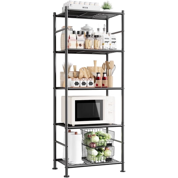 Sakugi 5-Tier Metal Storage Shelves, Adjustable Metal Shelves, 18" W x 12" D x 56" H, 500 lb Total Capacity, Rust-Proof Storage Rack