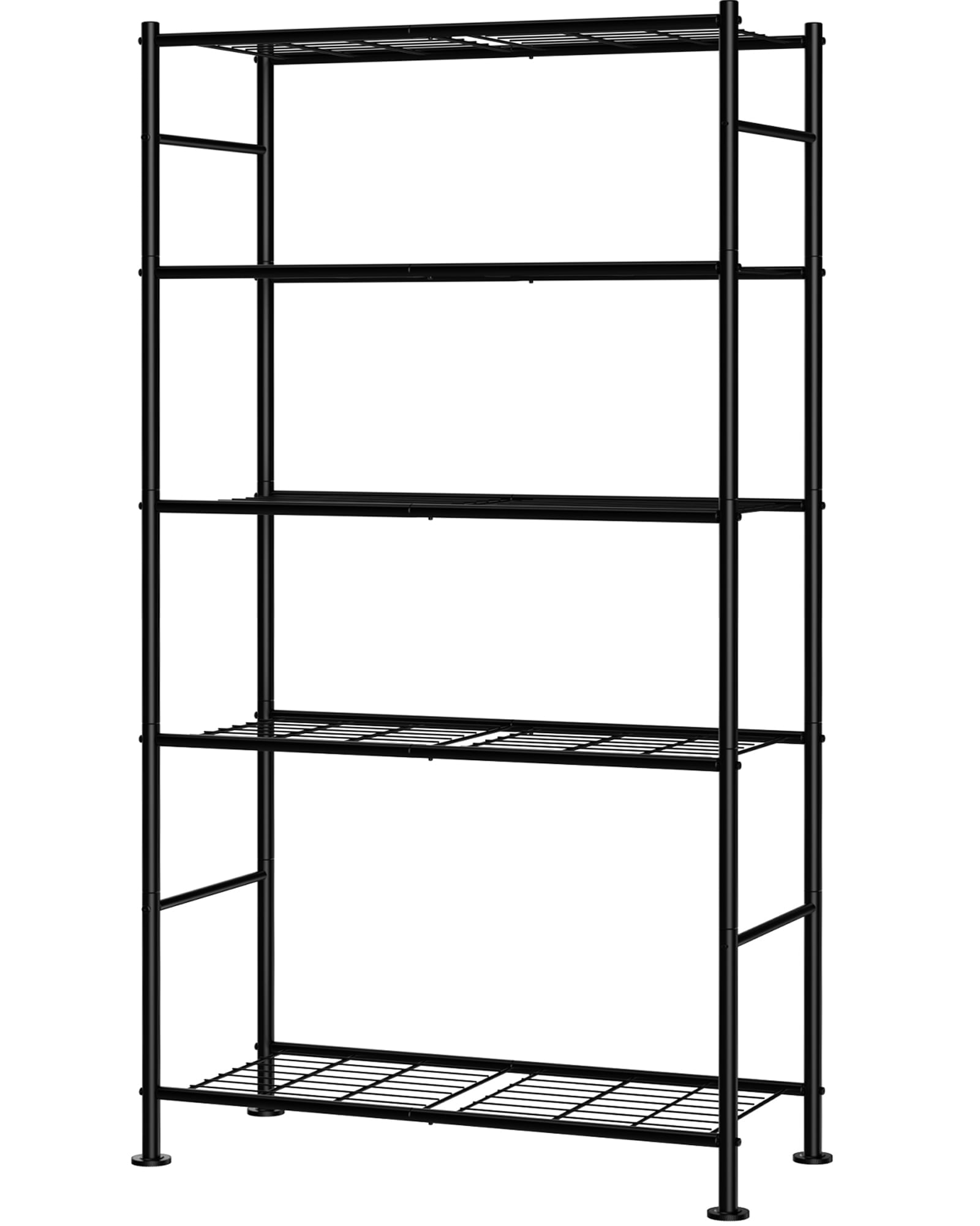 Sakugi Storage Shelves, 5-Tier Heavy-Duty Metal Organizer Rack, Adjustable Garage Shelf with Leveling Feet, Black,  33.1" W x 12" D x 71" H