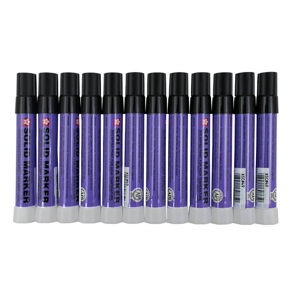 Sakura 12 Piece Set Dozen Black Solid Paint Markers Auto Art Car Dealer Twist Up for Indoor & Outdoor Various Surfaces Commercial Industrial