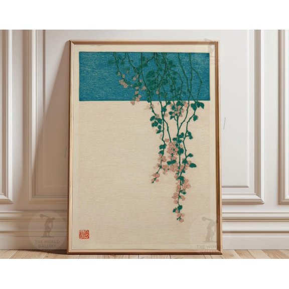 Sakura Blossom Japanese Minimalist Botanical Wall Art Print, Unframed Paper Poster 8x10in