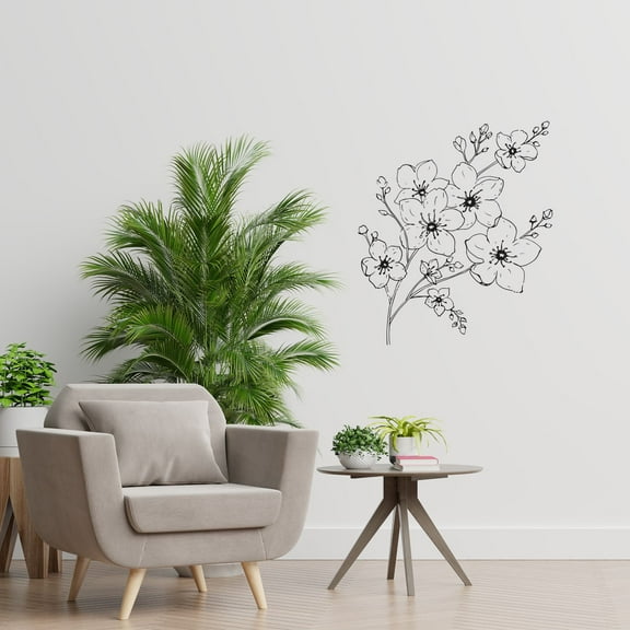 Sakura Blossoms Cherry Blossom Japanese Plant Romantic Flower Wall Sticker Art Decal for Girls Boys Kids Room Bedroom Nursery House Fun Home Decor Stickers Wall Art Vinyl Decoration Size (20x20 inch)