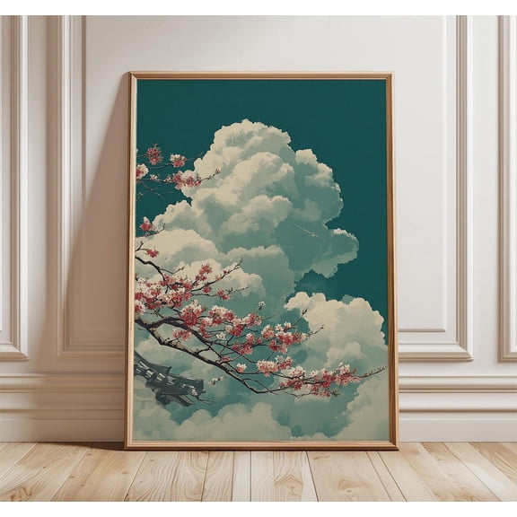 Sakura Branch Cherry Blossom Japanese Sky Nature Wall Art Decor Unframed Paper Print