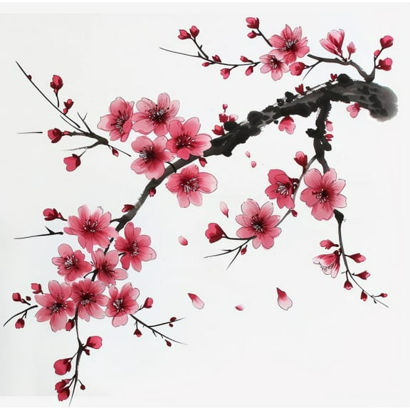 Sakura Cherry Blossom Branch Sticker  Elegant Pink Floral Car Decal  Japanese Style Wall Art, Waterproof Vinyl for Vehicles, Mirrors, Windows, Laptops, and More  Nature Inspired Design
