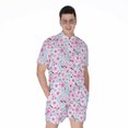 thumbnail image 1 of Sakura Cherry Blossom Pattern Short Sleeve Men'S Rompers, Flower Cherry Floral Casual Summer Jumpsuits Outfit, 1 of 4
