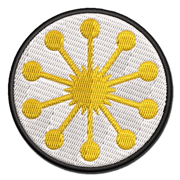 Sakura Cherry Blossom Pistil Center Applique Multi-Color Embroidered Hook & Loop Patch - 2.0 Inch Mini
