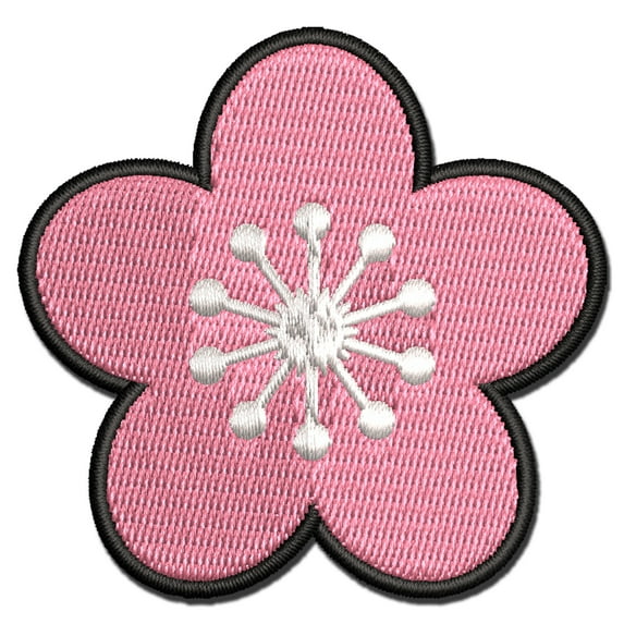 Sakura Cherry Blossom Solid Applique Multi-Color Embroidered Hook & Loop Patch - 3.5 Inch Large
