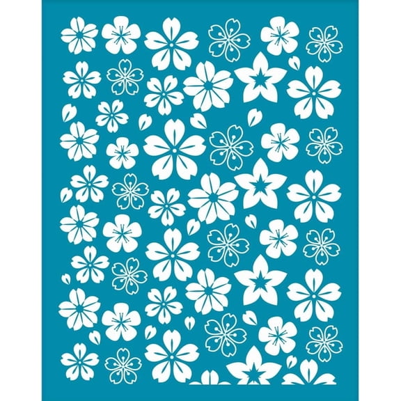Sakura Clay Stencils - 4x5 Inch Cherry Blossom Silk Screen for Polymer Clay Jewelry Making Brown
