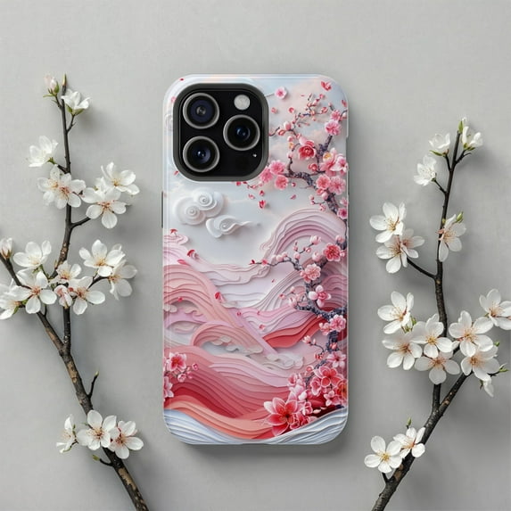 Sakura Clouds Pink Blossom Wave Phone Case 17 11 12 13 14 15 16 Pro Max