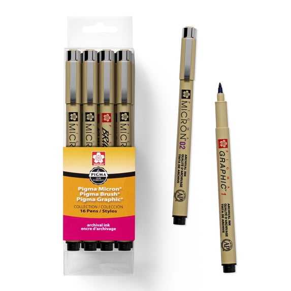 SAKURA Pigma Micron Fineliner Pens - Archival Black Ink Pens - For Writing, Drawing, or Journaling - Assorted Point Sizes - 16 Pack