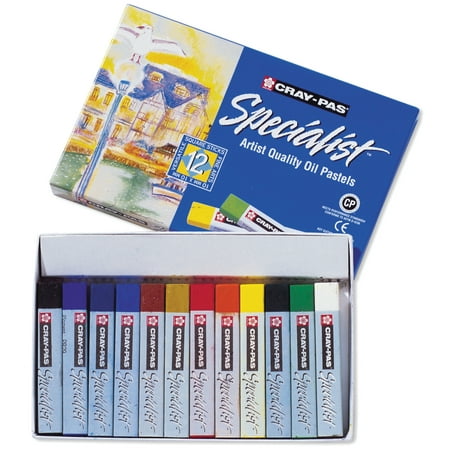 Sakura Cray-Pas Non-Toxic Specialist Oil Pastel, 2-1/2 x 2/5 x 2/5 in, Assorted Color, Set of 12