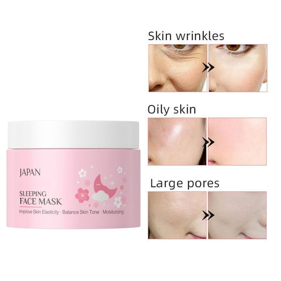 Sakura Face Mask Sleeping Mask, Hydrating Pore Cleaning Oil-control, Moisturizing Antioxidan Shrink Pores, Soft Smooth Skin, Enhance Skin Elasticity for Daily Skin Care