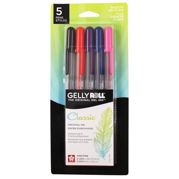 Sakura Gelly Roll | Classic Gel Pens, Smooth Ink, 5 Colors, 0.3-0.6 mm