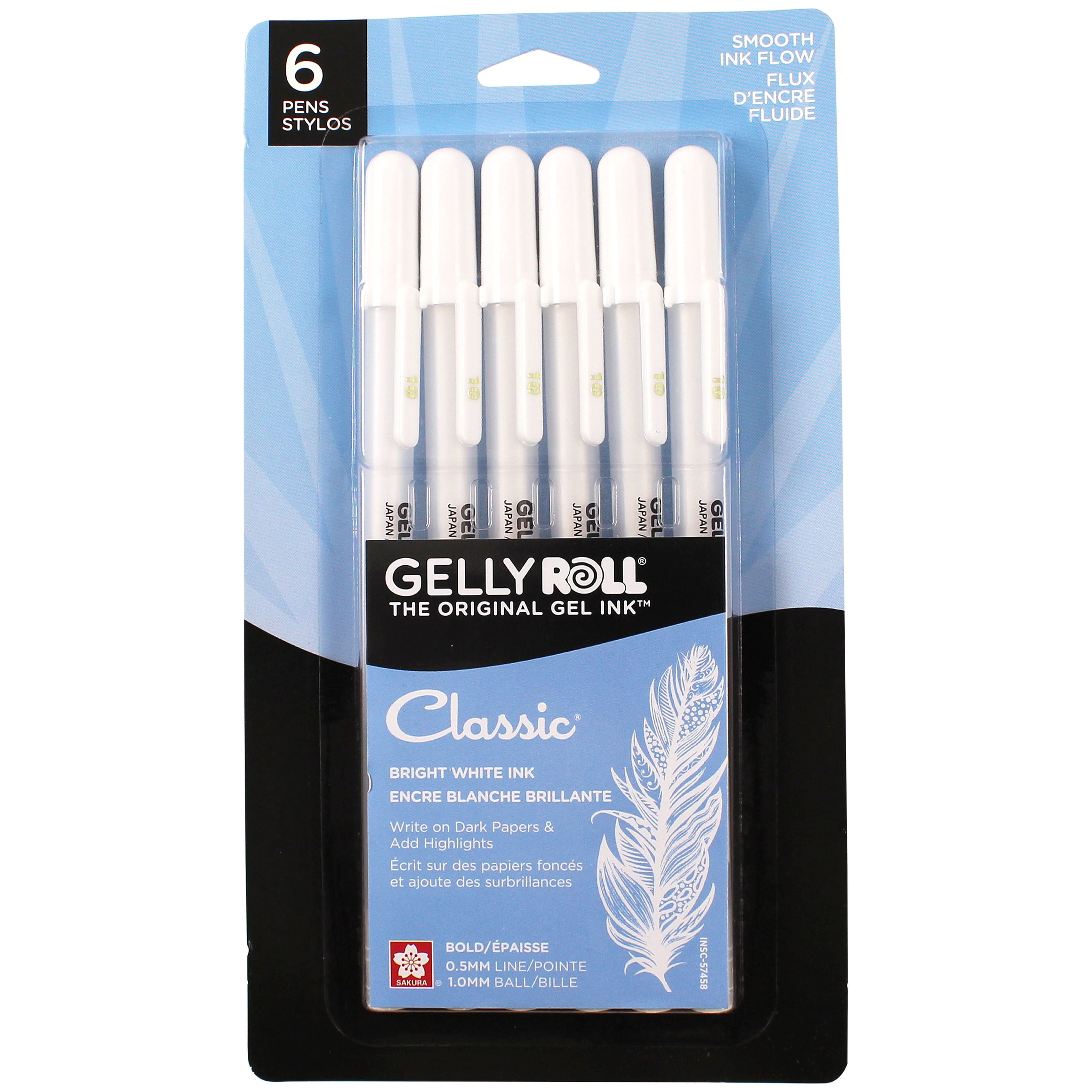 Sakura White Gelly Roll Medium Point Pens, 3/Pkg (37488)