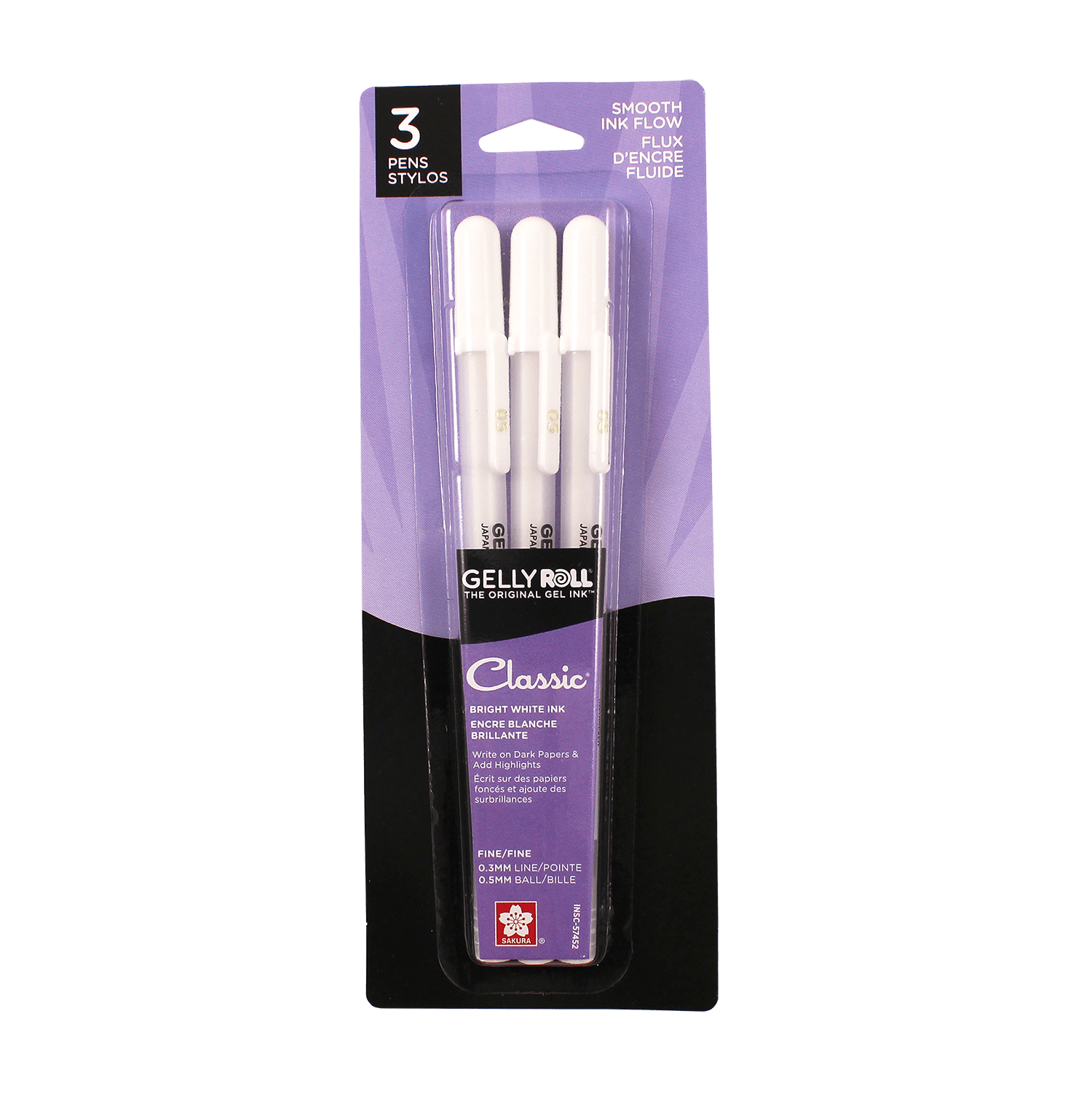  Qionew White Gel Pen Set, 3 Pack, 1mm Extra Fine