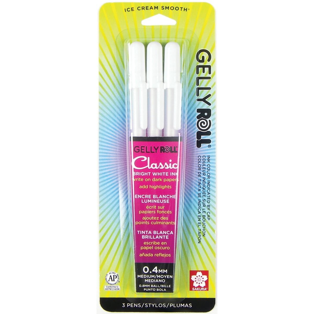 Sakura Gelly Roll Gel Pens, Opaque Bright White Ink, Medium Point