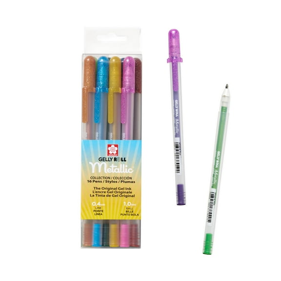 Sakura Gelly Roll Metallic Gel Pen Collection, 16 Pens Assorted Opaque Colors