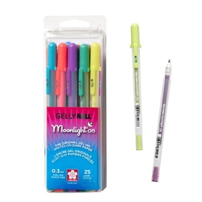 SAKURA Gelly Roll Moonlight 06 Gel Pens - Fine Point Ink Pen for Journaling, Art, or Drawing - For Art Gifts, Holiday Gifts & DIY Projects - Assorted Colored Ink - Fine Line - 25 Pack