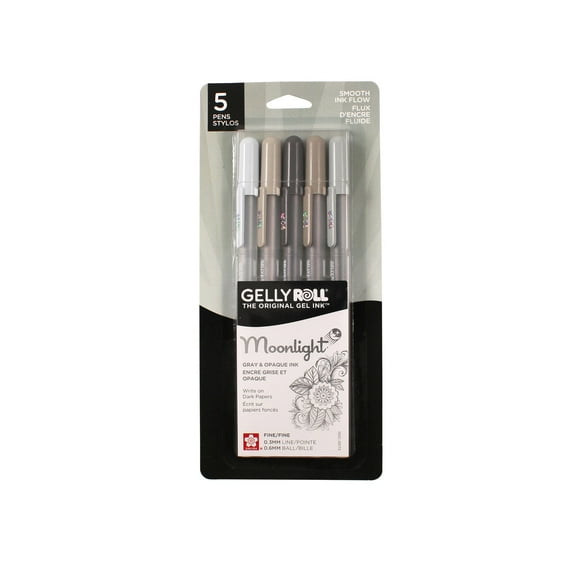 Sakura Gelly Roll Moonlight Pen Set, Fine, 5-Colors, Gray