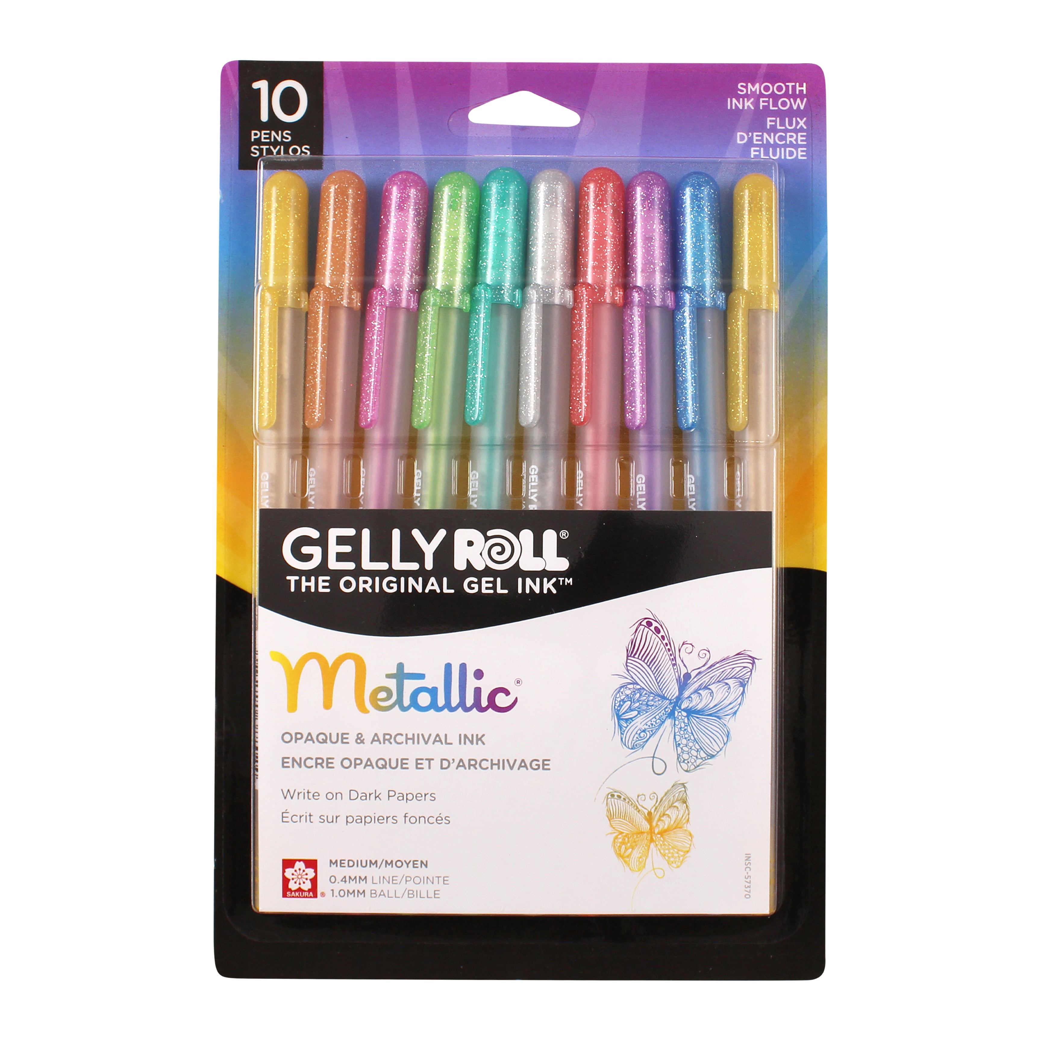 Sakura Gelly Roll Metallic Medium Point Pens - Assorted Colors - 10 pack
