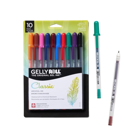 SAKURA Gelly Roll Gel Pens - Medium Point Ink Pen for Journaling, Art, Calligraphy, or Drawing - Assorted Colored Ink - 10 Pack