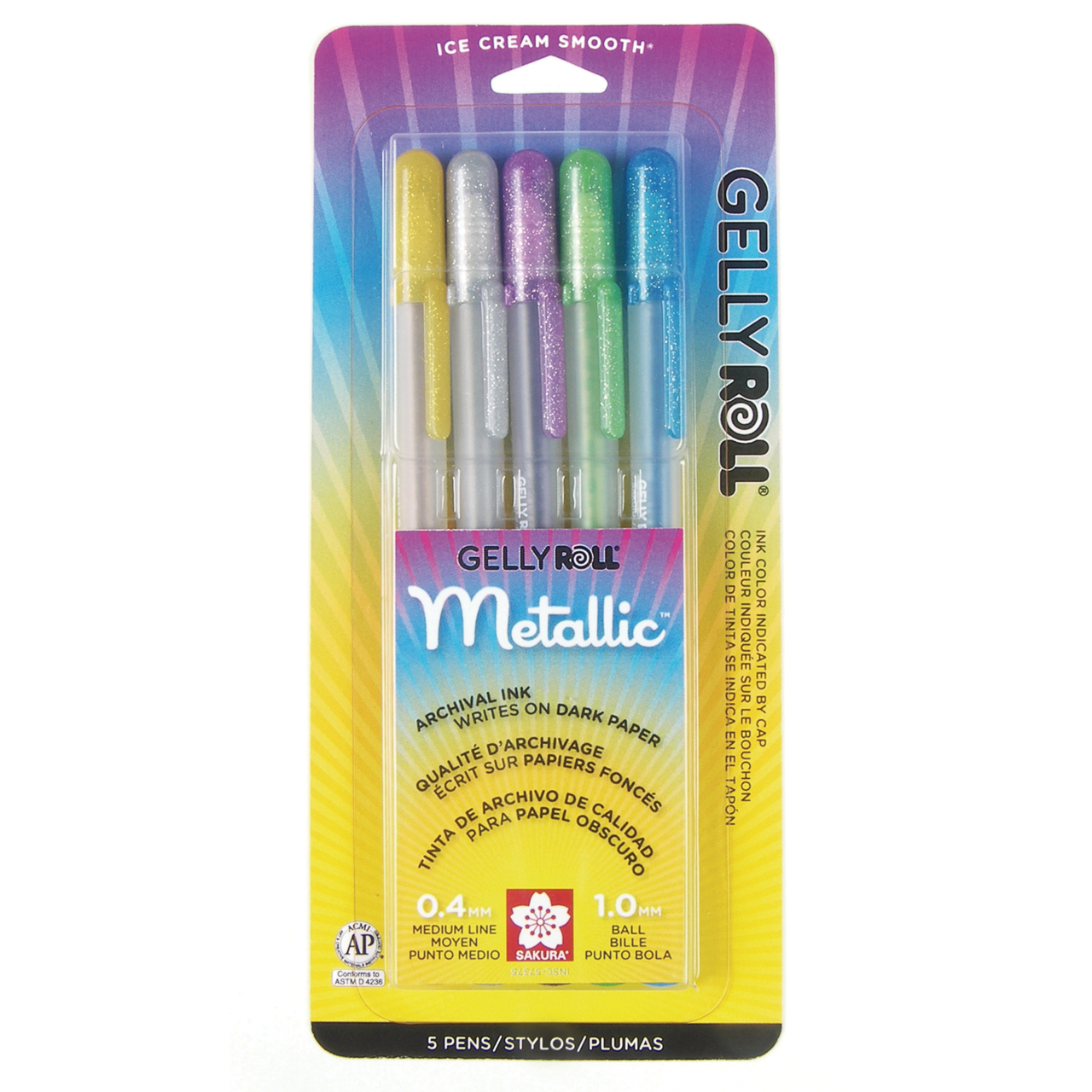 Sakura Gelly Roll Pens, Set of 5 Assorted Colors - Artist & Craftsman Supply