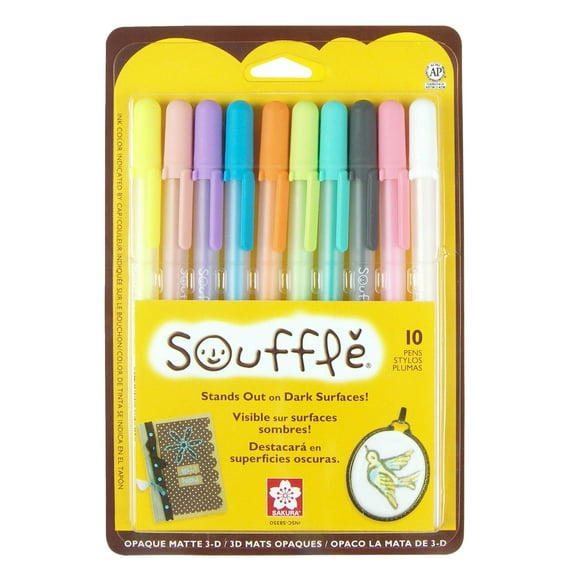 Sakura Gelly Roll Souffle Pen, 1 mm Bold Tip, Assorted Colors, Pack of 10